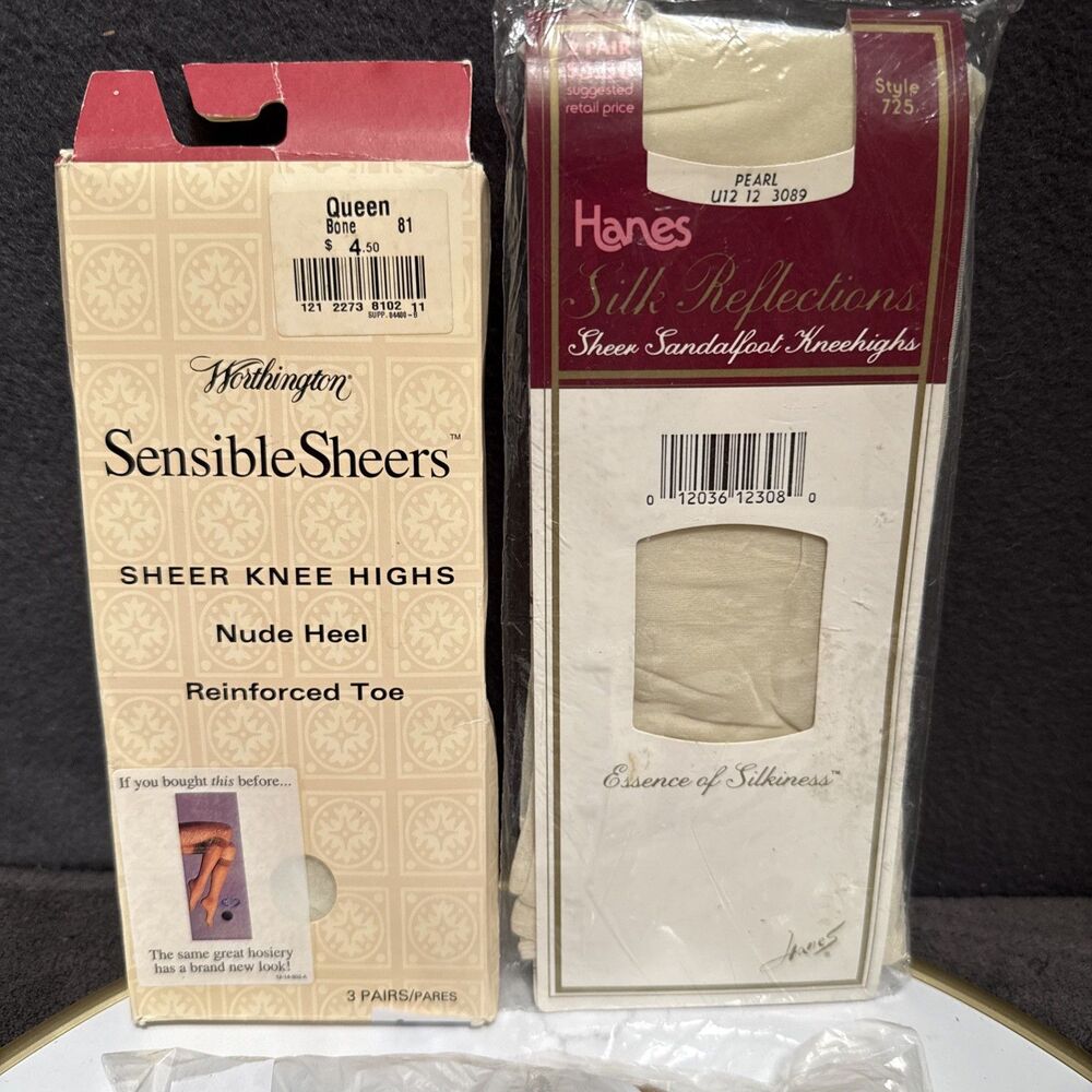 Worthington Sheer Knee Highs Nude Queen Hanes Sheer Sandalfoot Pearl 2-Pair OSFA
